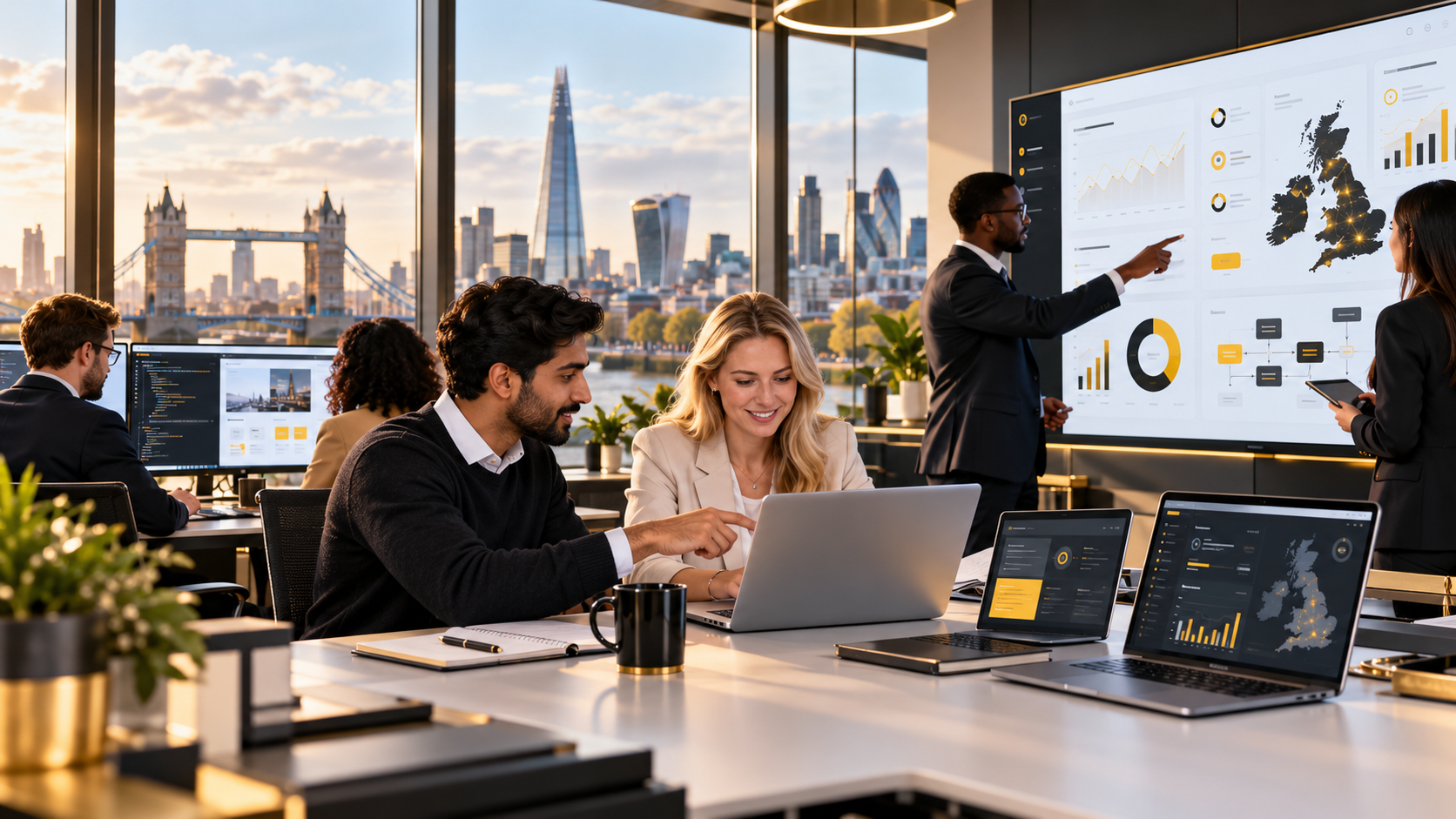 Technology professionals collaborating in the United Kingdom